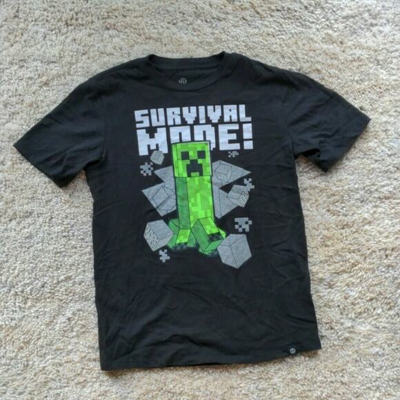 Treasure & Bond Crewneck Graphic Tee in Black Minecraft "Survival Mode" Size XL - Picture 1 of 4